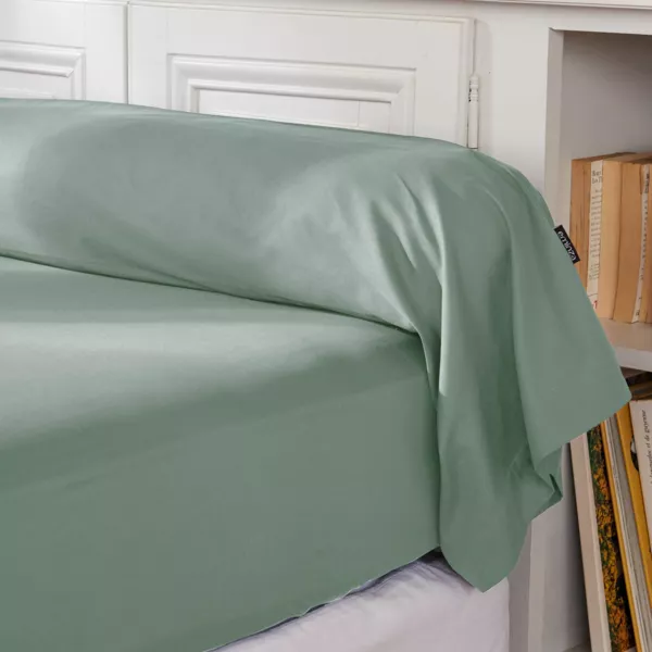 Taie d'oreiller rectangulaire percale de coton (50 x 80 cm) Cali Vert eucalyptus