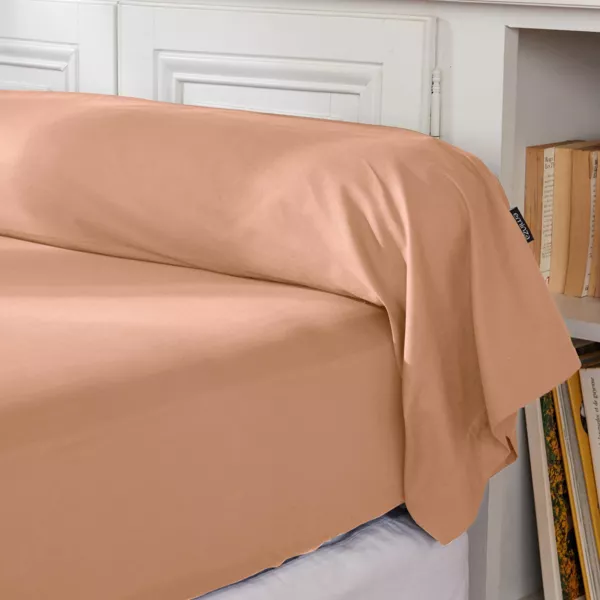 Taie de traversin percale de coton (L185 cm) Cali Rose pêche