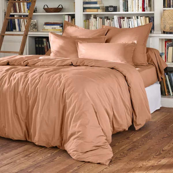 Housse de couette percale de coton (260 x 240 cm) Cali Rose pêche