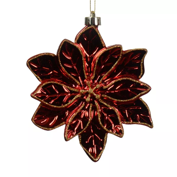 Poinsettia de Noël à suspendre (D14 cm) Elégance Rouge brillant