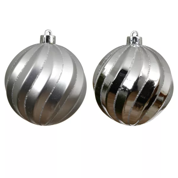 Lot de 6 boules de Noël (D80 mm) Glam chic Argent