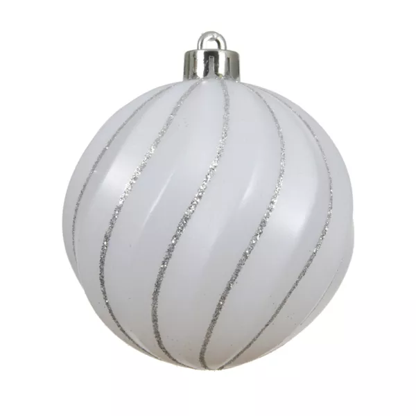 Lot de 6 boules de Noël (D80 mm) Glam chic Blanc