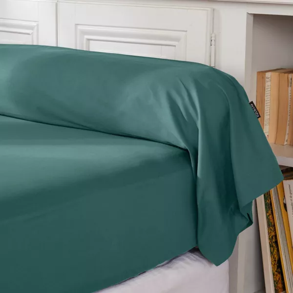 Taie de traversin percale de coton (L185 cm) Cali Bleu canard