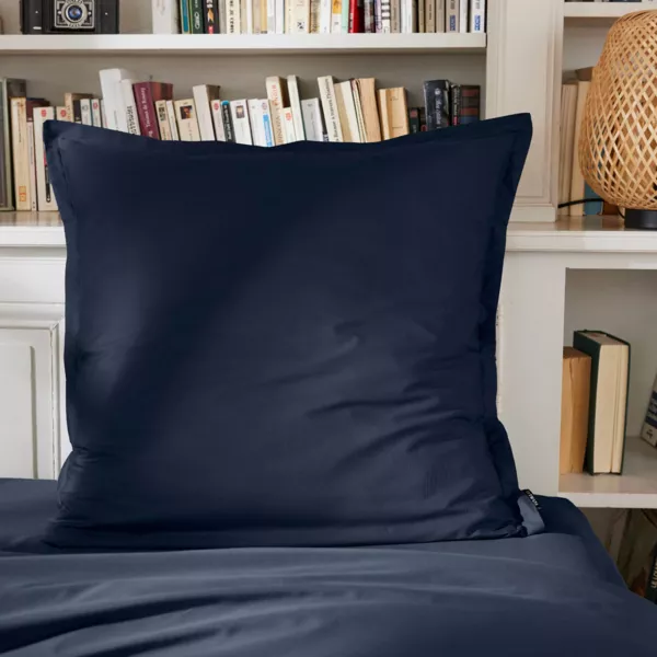 Funda de almohada cuadrada de percal de algodón (65 cm) Cali Azul marino