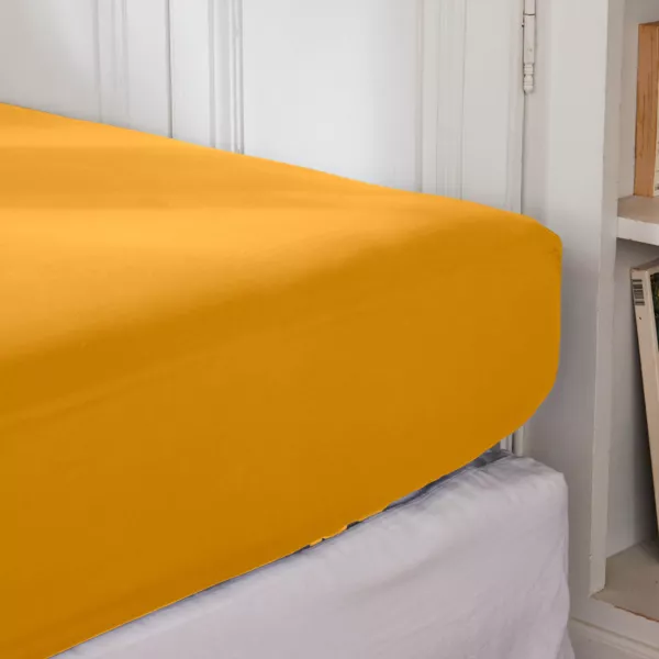 Sábana bajera en percal de algodón (200 cm) Cali Amarillo mostaza