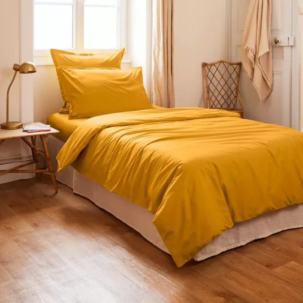 Housse de couette percale de coton (140 x 200 cm) Cali Jaune moutarde