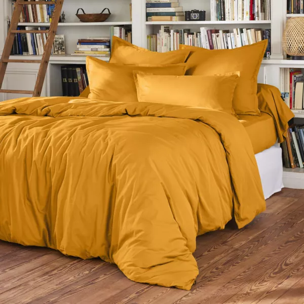Funda nórdica de algodón percal (200 cm) Cali Amarillo mostaza