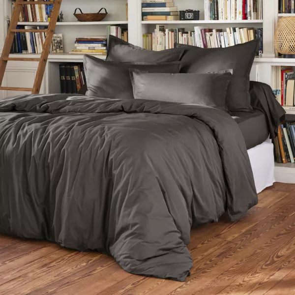 Housse de couette percale de coton (200 x 200 cm) Cali Gris anthracite