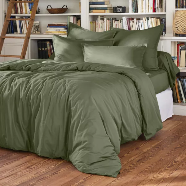 Housse de couette percale de coton (280 x 240 cm) Cali Vert romarin