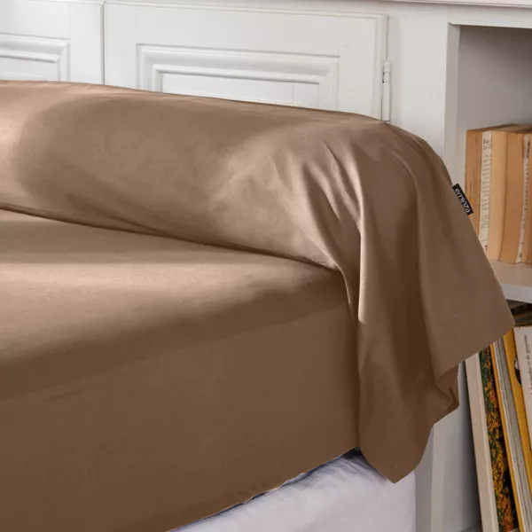 Taie de traversin percale de coton (L185 cm) Cali Cappuccino