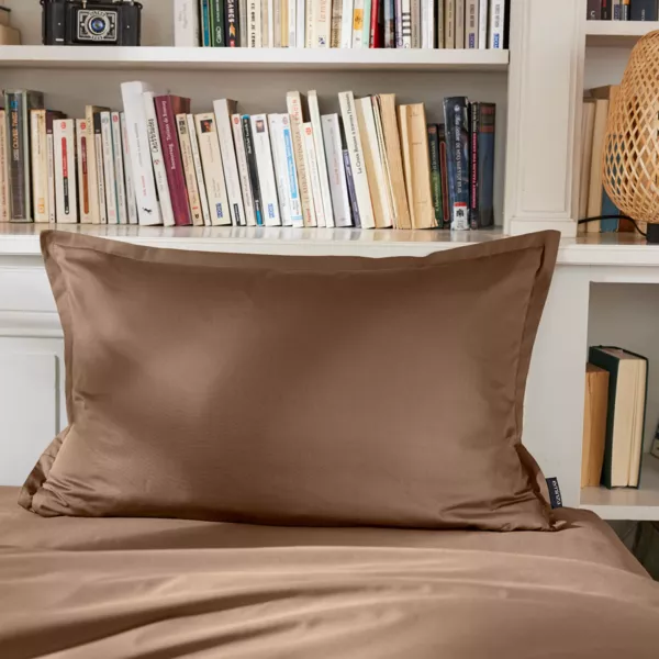 Funda de almohada rectangular de percal de algodón (70 cm) Cali Cappuccino
