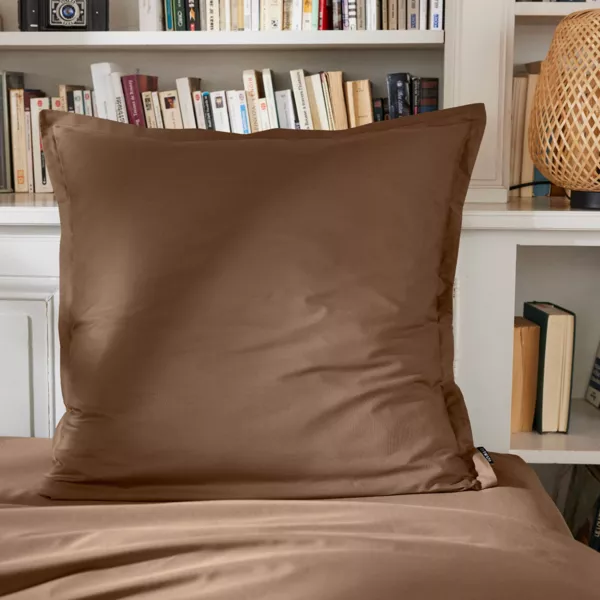 Funda de almohada cuadrada de percal de algodón (65 cm) Cali Cappuccino