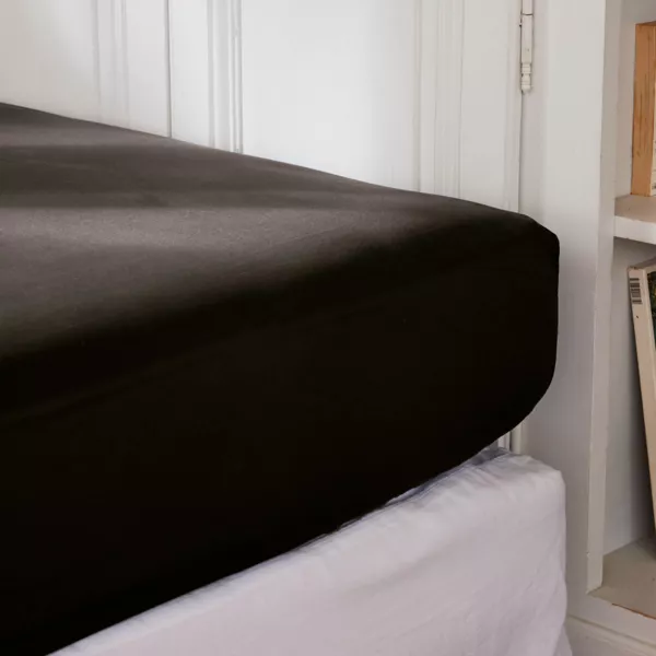 Drap housse percale de coton (90 x 190 cm) Cali Noir