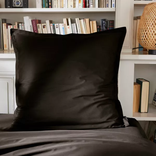 Taie d'oreiller carrée percale de coton (80 x 80 cm) Cali Noire