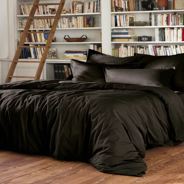 Housse de couette percale de coton (280 x 240 cm) Cali Noir