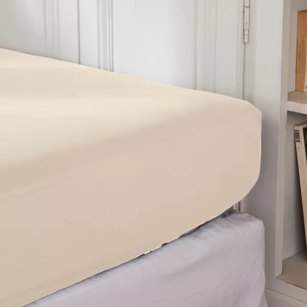 Sábana bajera en percal de algodón (90 cm) Cali Beige lino