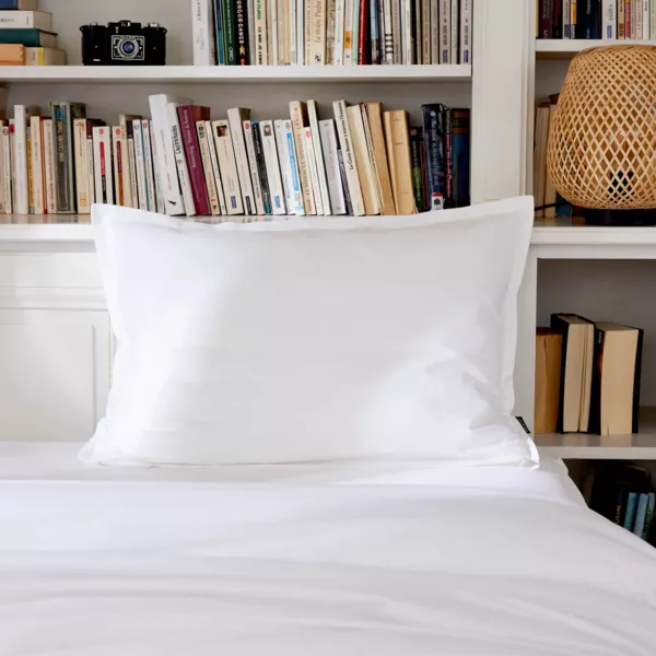 Funda de almohada rectangular de percal de algodón (80 cm) Cali Blanco
