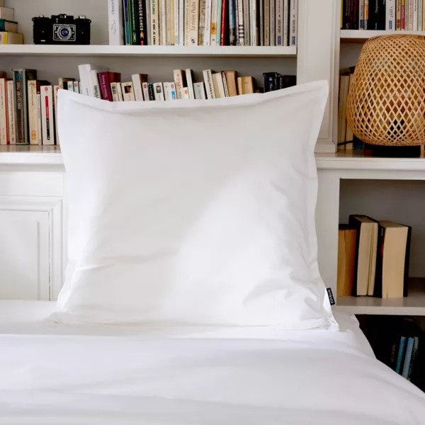 Funda de almohada cuadrada de percal de algodón (80 x 80 cm) Cali Blanco