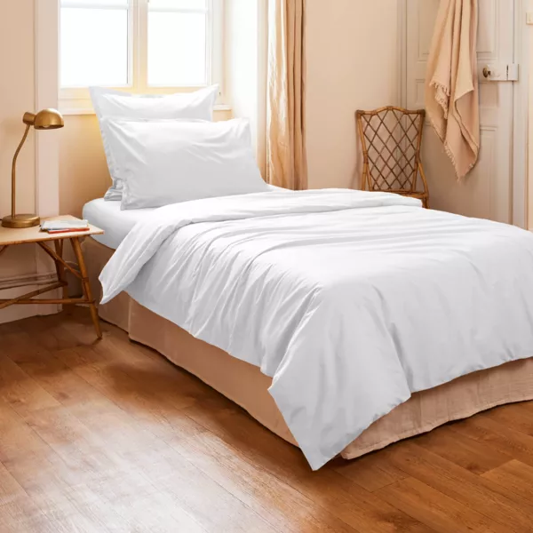 Housse de couette percale de coton (140 x 200 cm) Cali Blanche