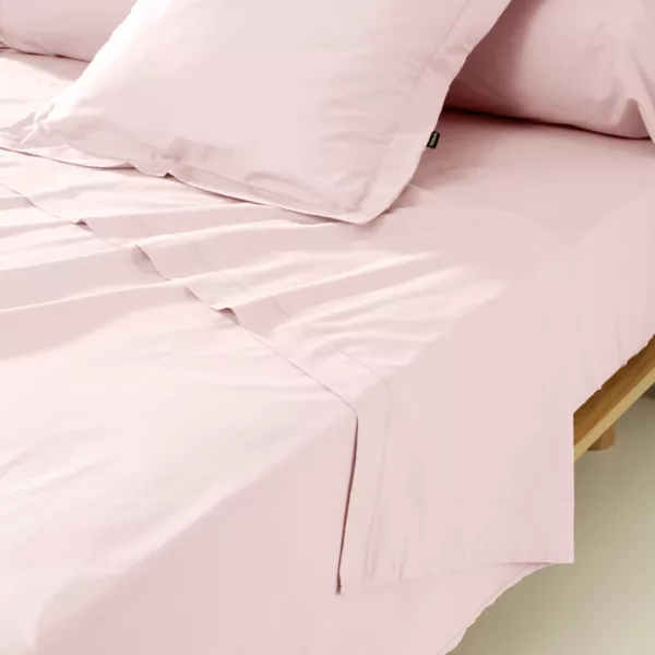 Drap plat percale de coton (180 x 290 cm) Cali Rose poudré
