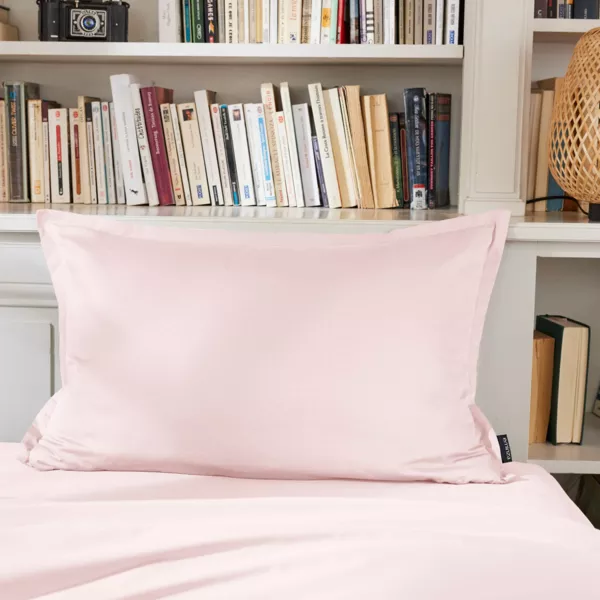 Funda de almohada rectangular de percal de algodón (70 cm) Cali Rosa pálido