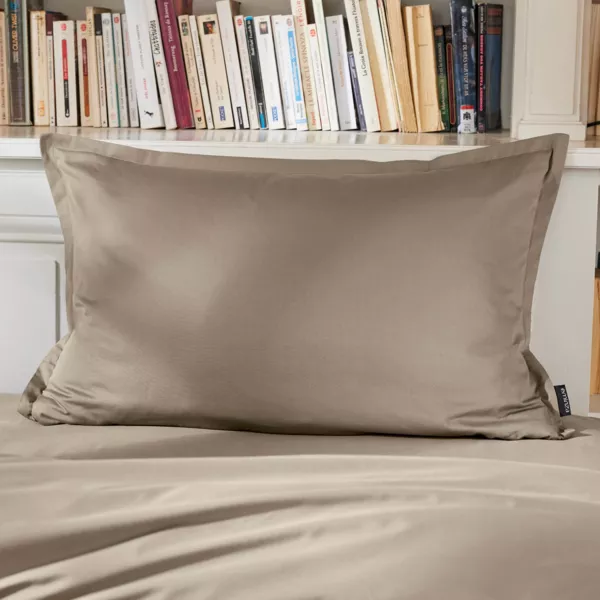 Taie d'oreiller rectangulaire percale de coton (50 x 80 cm) Cali Taupe