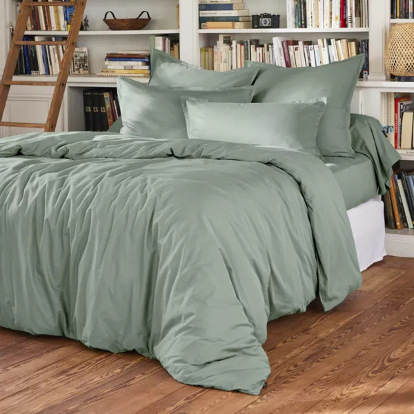 Housse de couette percale de coton (280 x 240 cm) Cali Vert eucalyptus