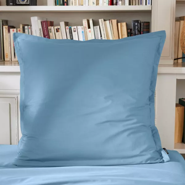 Taie d'oreiller carrée percale de coton (65 x 65 cm) Cali Bleu ciel