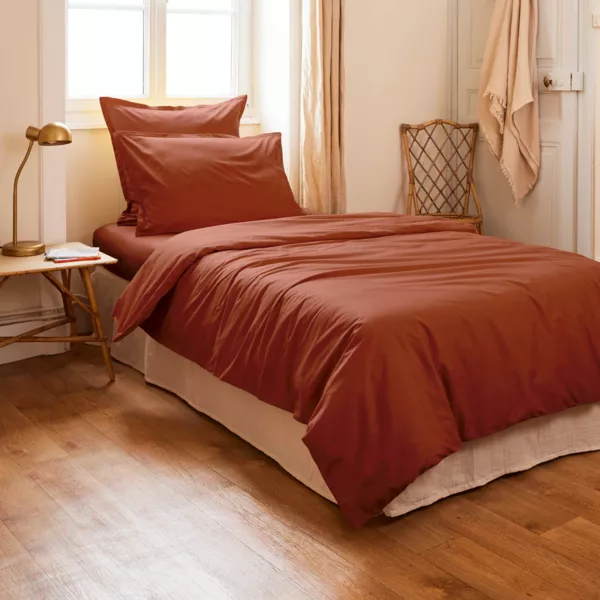 Copripiumino percalle di cotone (140 cm) Cali Terracotta