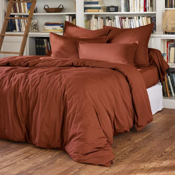 Housse de couette percale de coton (200 x 200 cm) Cali Terracotta