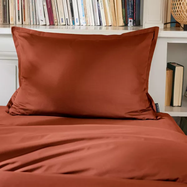Funda de almohada rectangular en percal de algodón (70 cm) Cali Terracota