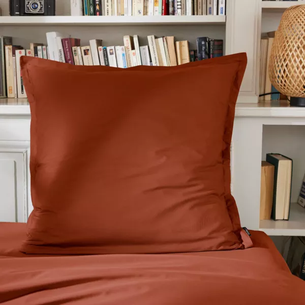 Taie d'oreiller carrée percale de coton (65 x 65 cm) Cali Terracotta