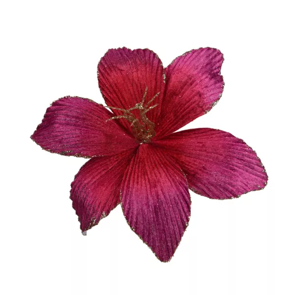 Fleur décorative en polyester (D23 cm) Amaryllis en velours Pourpre