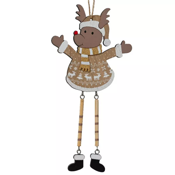 Kerstophanging in vilt en hout (H20 cm) Rendier Ars�ne