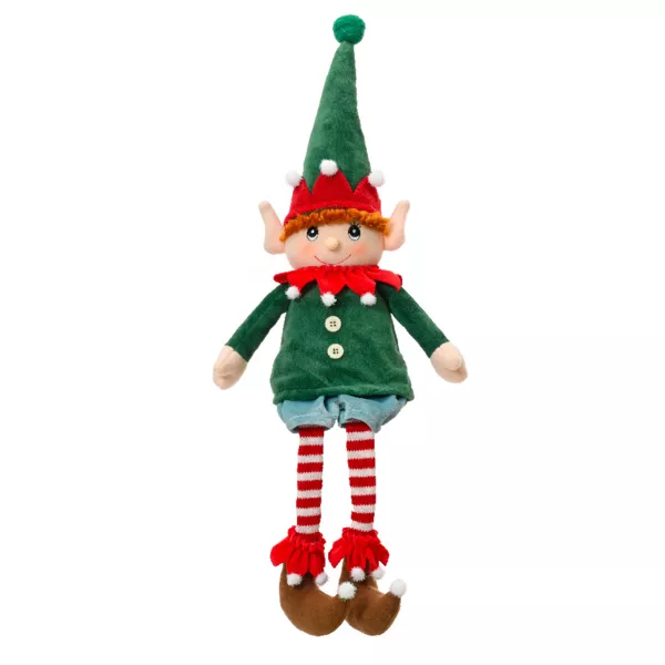 Lutin de Noël jambes souples (H60 cm) Elfe Élio Vert