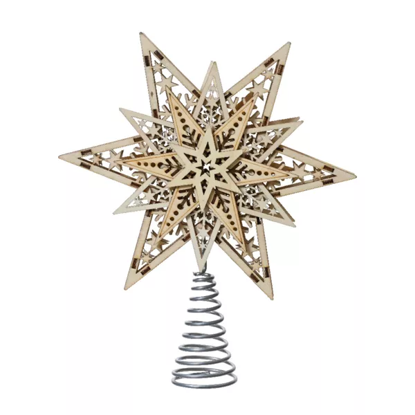 Houten Kerstboomtopper Hemelse Glans Natuurlijk