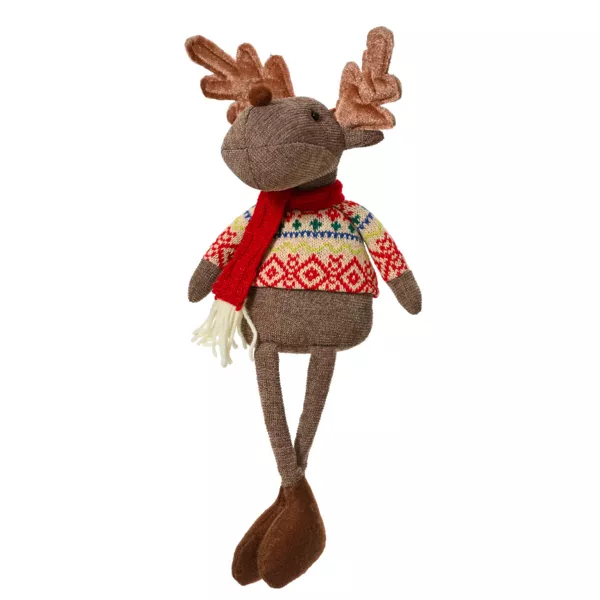 Caribou de Nol dcoratif (H40 cm) Loulou charpe Rouge
