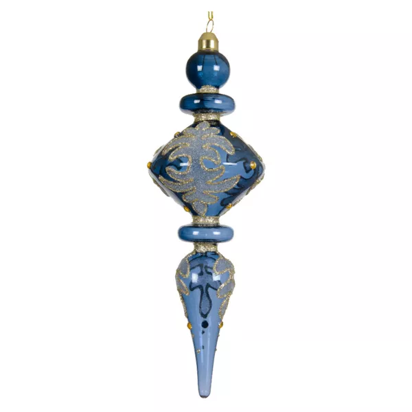 Lot de 2 suspensions de Noël en verre (H24 cm) Reflet de Minuit Bleu