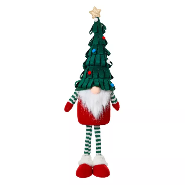 Duende bromista de Navidad de pie (H65 cm) Sombrero Verde Pino