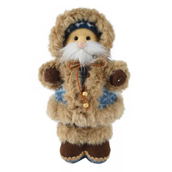 Figurine de Noël (H32 cm) Esquimau douce fourrure Beige