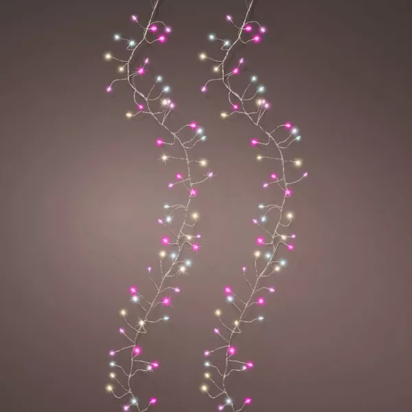 Guirlande lumineuse 6 m 480 Micro LED câble argent Luxe Tricolore Rose, blanc chaud et froid