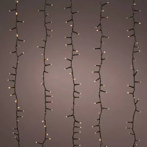 Cascade lumineuse 2 m 480 LED câble noir Effet scintillant Blanc chaud doré