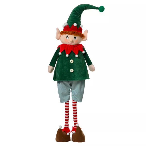Duende bromista de Navidad de pie (H95 cm) Elfo Malo Verde Pino