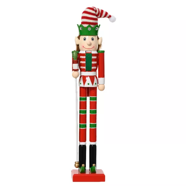Soldat Casse-noisette en bois (H50 cm) Lutin du Père Noël Rouge et vert