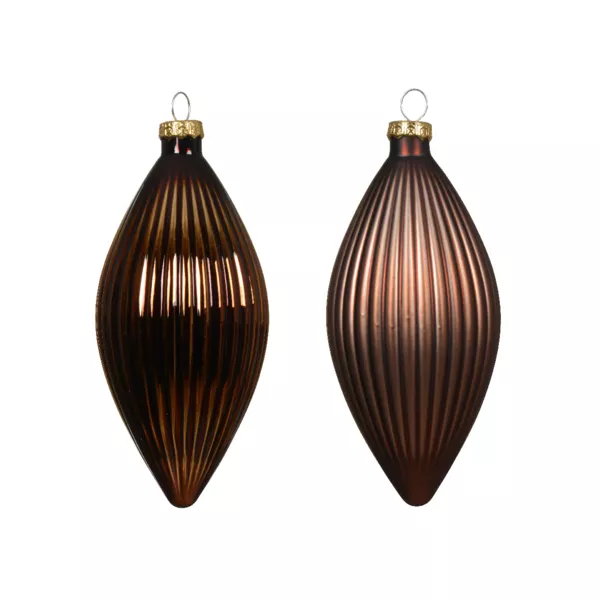 Lot de 3 boules de Noël en verre (D60 mm) Goutte précieuse Brun café