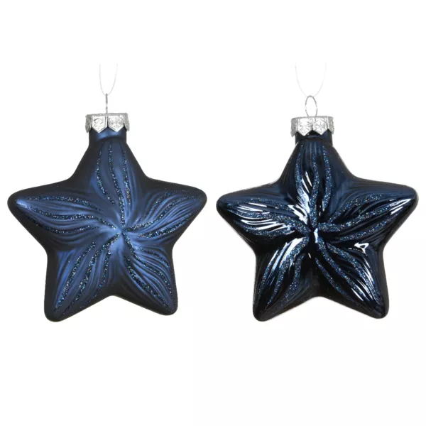 Lot de 2 suspensions en verre (H10 cm) Étoiles Céleste Bleu