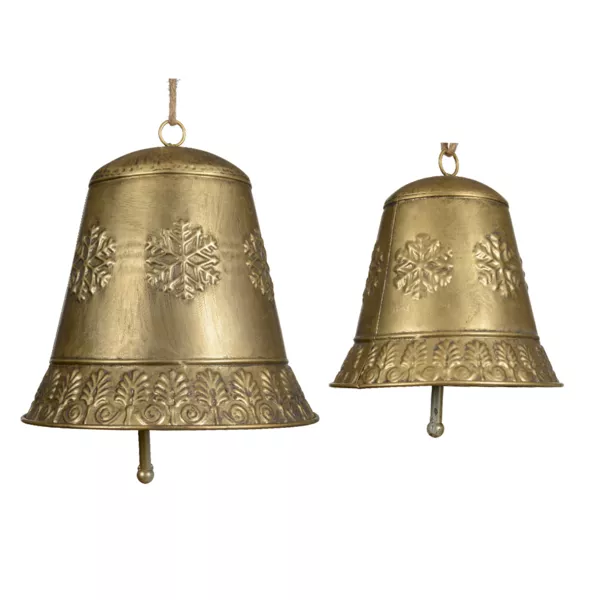 Sæt med 2 klokker i metal (H25 cm) Manigod Guld patina