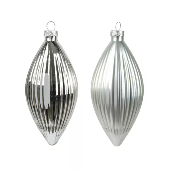 Lot de 3 boules de Nol en verre (D60 mm) Goutte prcieuse Argent