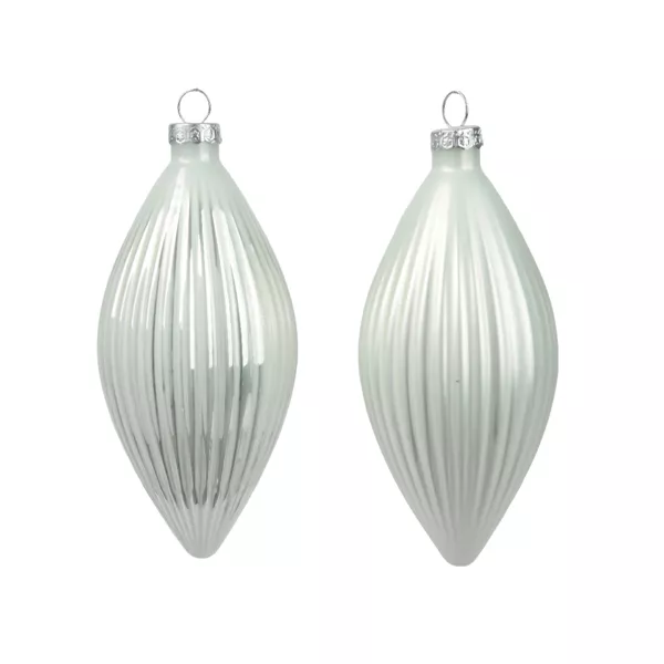 Lot de 3 boules de Nol en verre (D60 mm) Goutte prcieuse Blanc