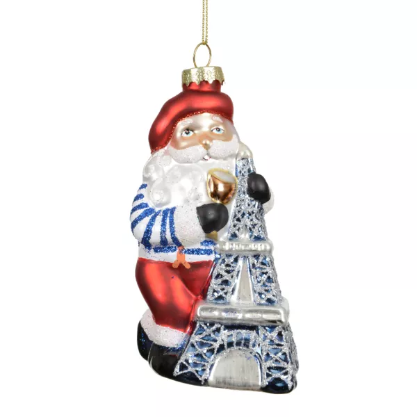Kerstglasophanging (H14 cm) Parijse Kerstman Multicolor